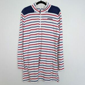 Vineyard Vines Terry Cloth Colorful Striped Long Sleeve Zip High Neck Dress Sz L
